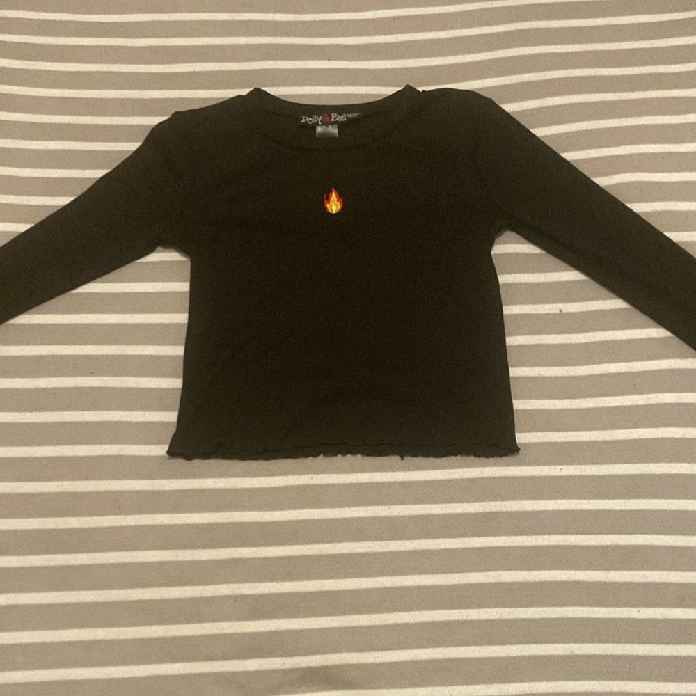 Polly & Esther fire emoji shirt